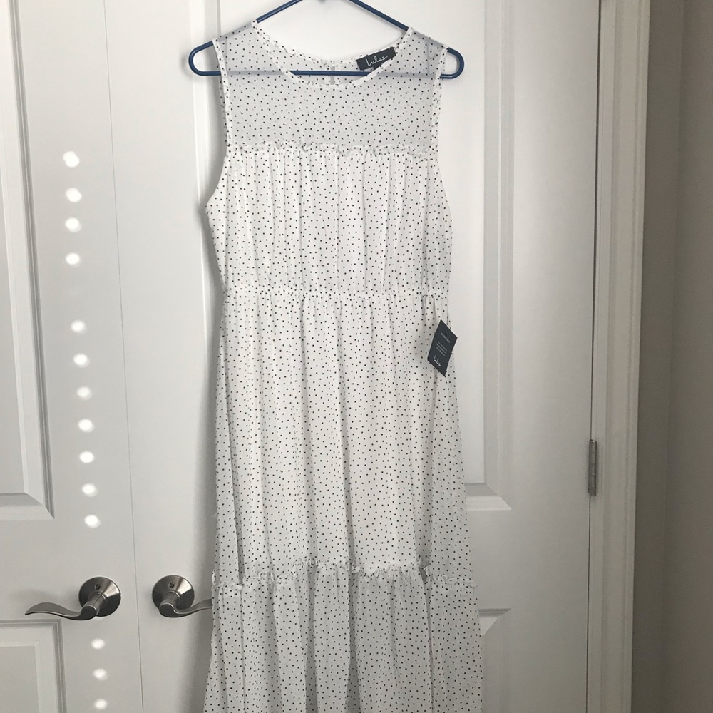 White Polka Dot Midi Dress